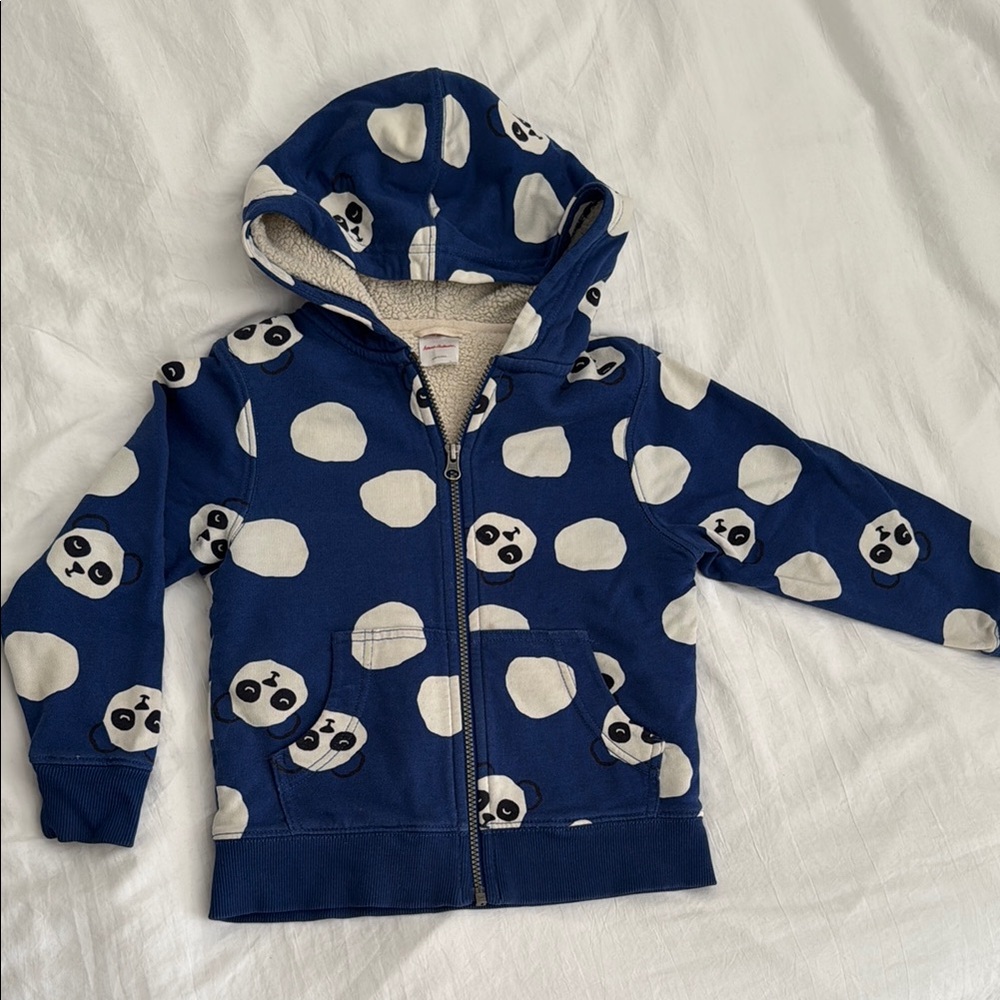 Hanna Anderson Blue Panda Print Kids Hoodie 5T